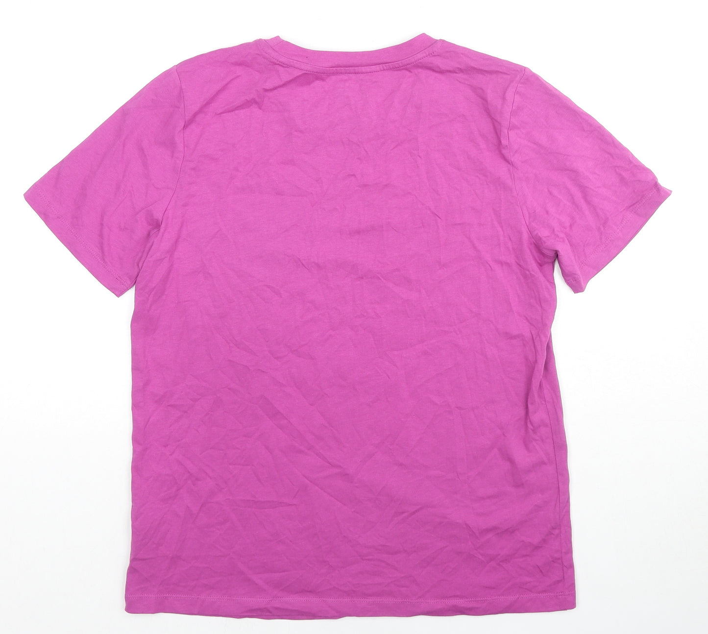 Marks and Spencer Womens Pink Cotton Basic T-Shirt Size 14 Crew Neck