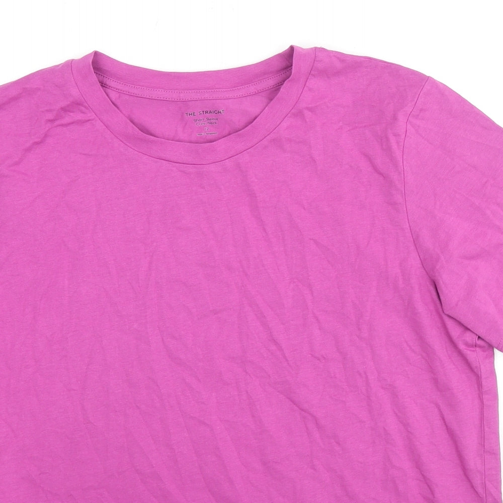 Marks and Spencer Womens Pink Cotton Basic T-Shirt Size 14 Crew Neck
