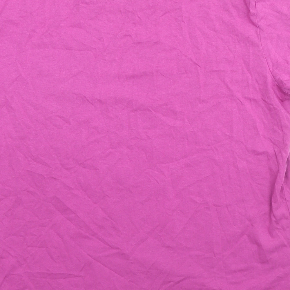 Marks and Spencer Womens Pink Cotton Basic T-Shirt Size 14 Crew Neck