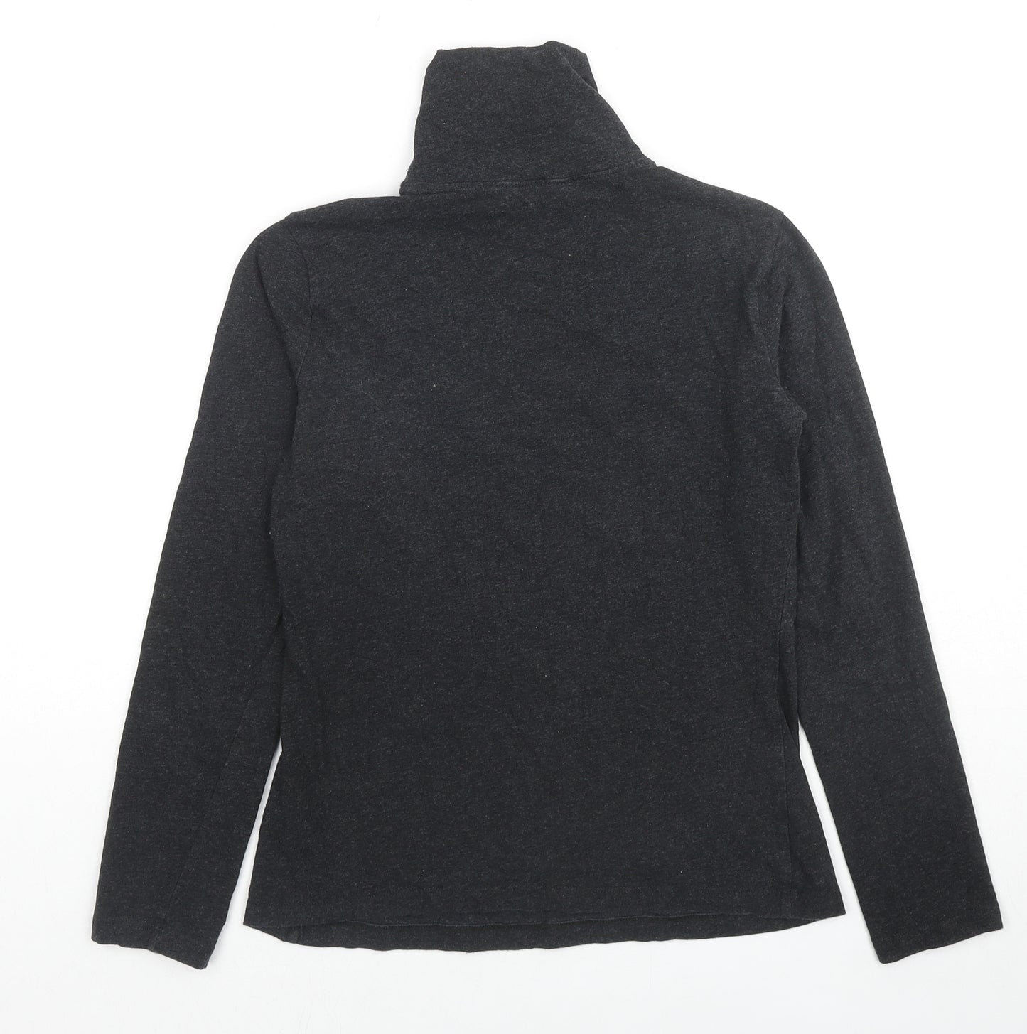 Seasalt Womens Grey Cotton Basic T-Shirt Size 8 High Neck