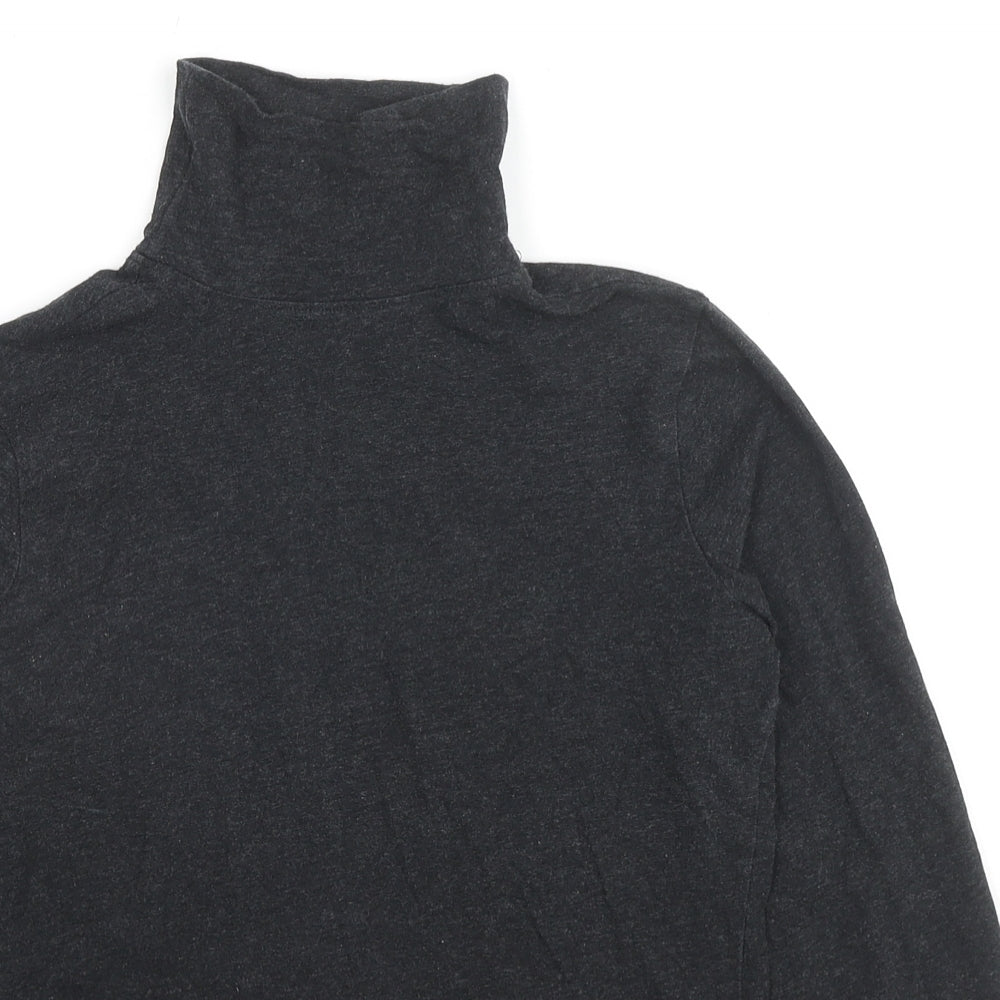 Seasalt Womens Grey Cotton Basic T-Shirt Size 8 High Neck