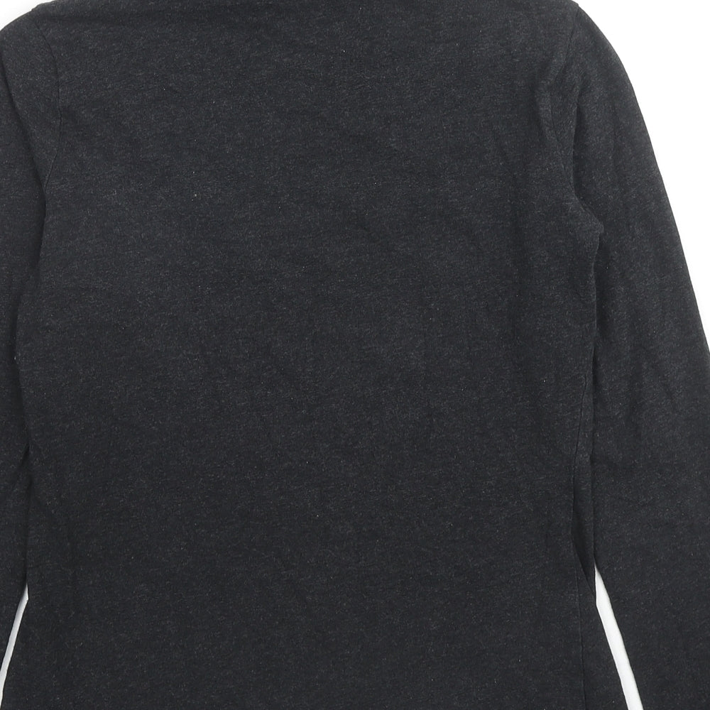 Seasalt Womens Grey Cotton Basic T-Shirt Size 8 High Neck