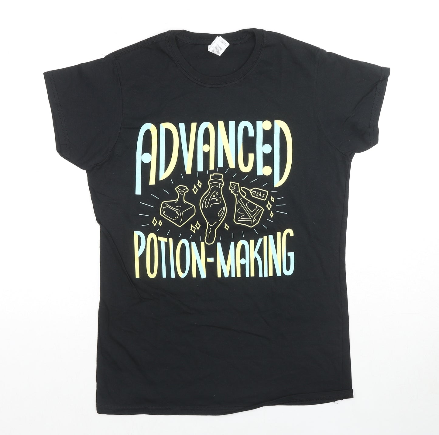 Gildan Womens Black Cotton Basic T-Shirt Size XL Round Neck - Advanced Potion Making