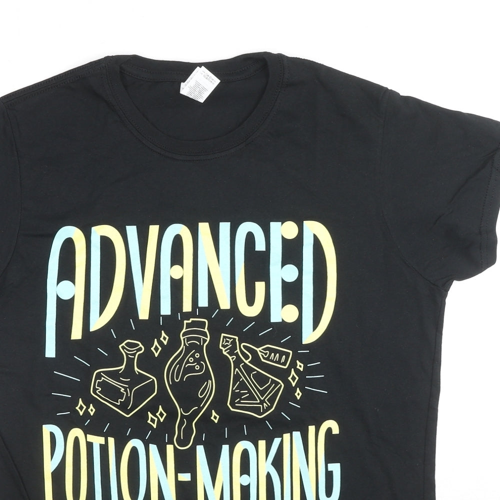 Gildan Womens Black Cotton Basic T-Shirt Size XL Round Neck - Advanced Potion Making