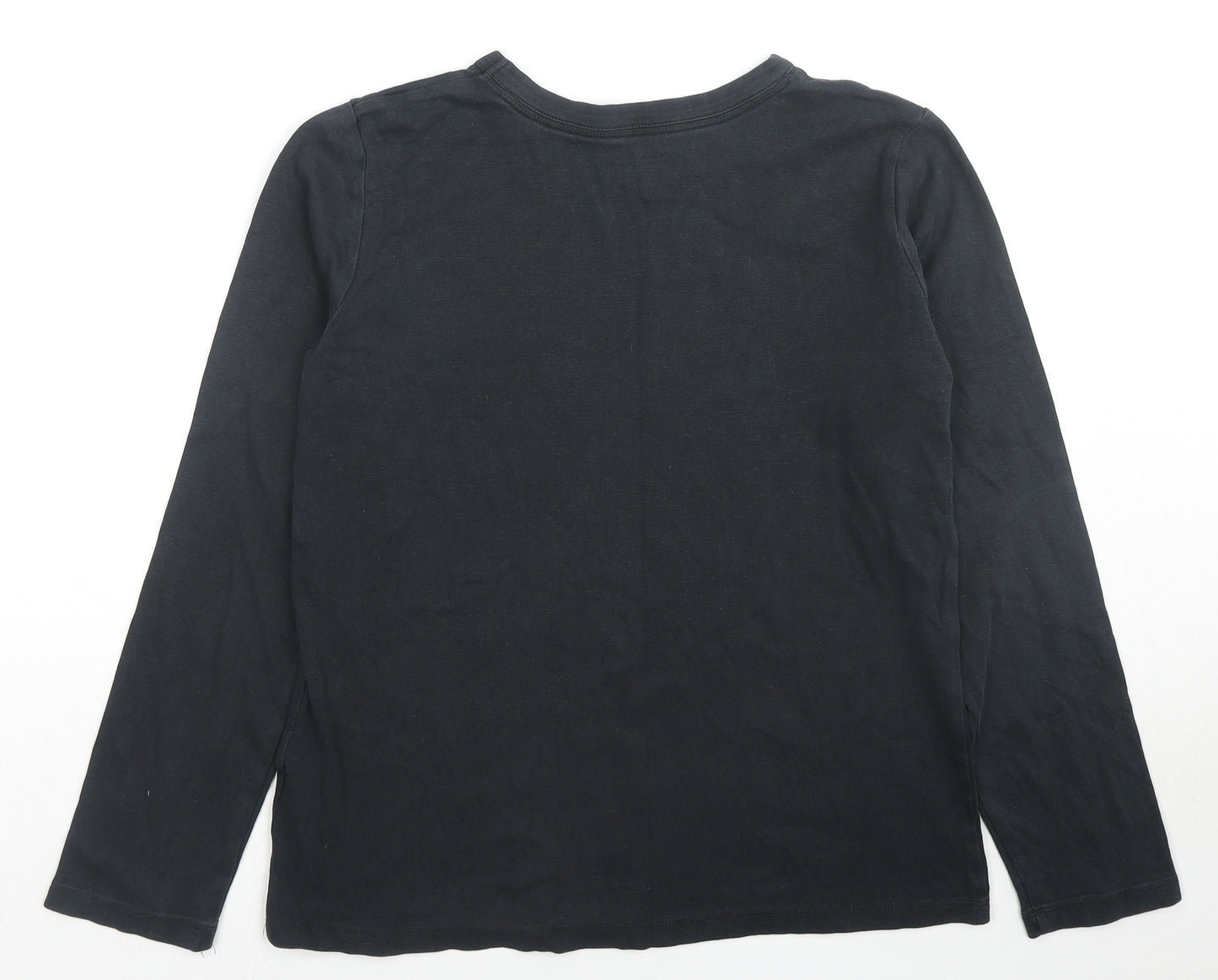 Lands' End Womens Black Cotton Basic T-Shirt Size M Round Neck