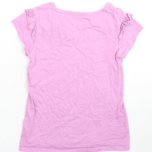 VIGOSS Girls Pink Cotton Basic T-Shirt Size S Round Neck Pullover - Ruffle
