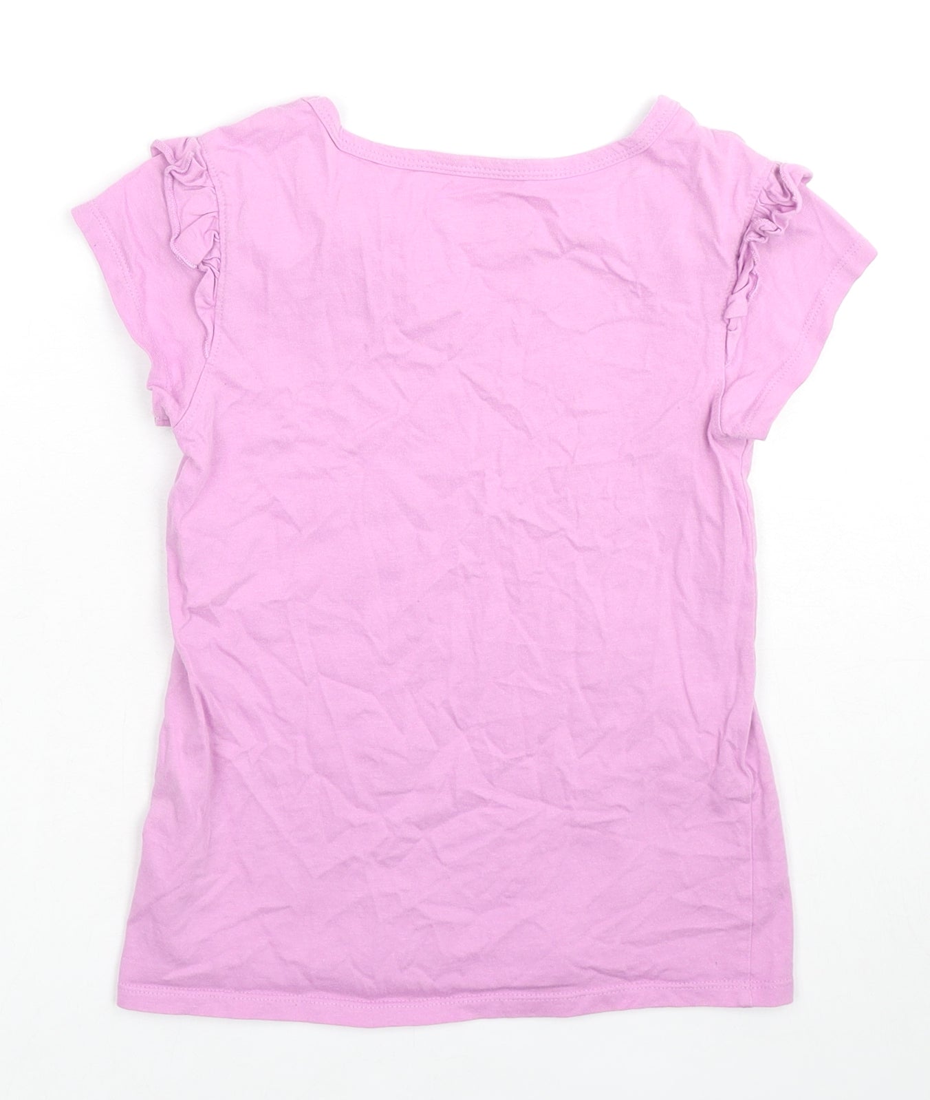 VIGOSS Girls Pink Cotton Basic T-Shirt Size S Round Neck Pullover - Ruffle