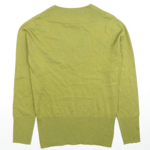 Conington Womens Green V-Neck Acrylic Pullover Jumper Size M