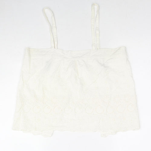 Balin Womens Ivory Floral Cotton Camisole Tank Size 16 Square Neck - Embroidered Flowers