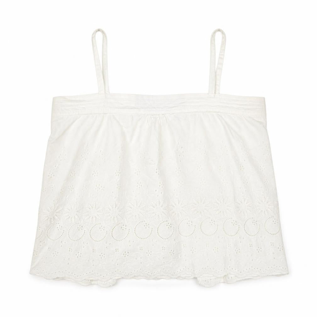 Balin Womens Ivory Floral Cotton Camisole Tank Size 16 Square Neck - Embroidered Flowers