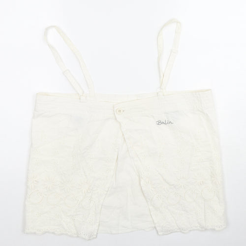 Balin Womens Ivory Floral Cotton Camisole Tank Size 16 Square Neck - Embroidered Flowers