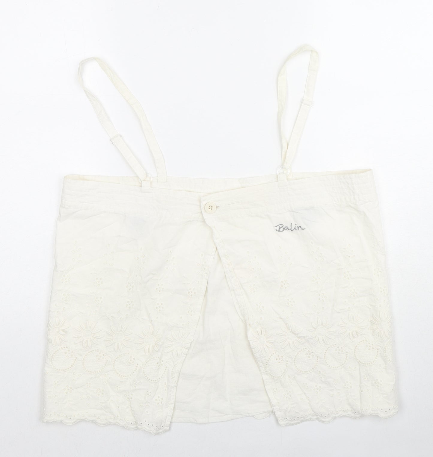 Balin Womens Ivory Floral Cotton Camisole Tank Size 16 Square Neck - Embroidered Flowers