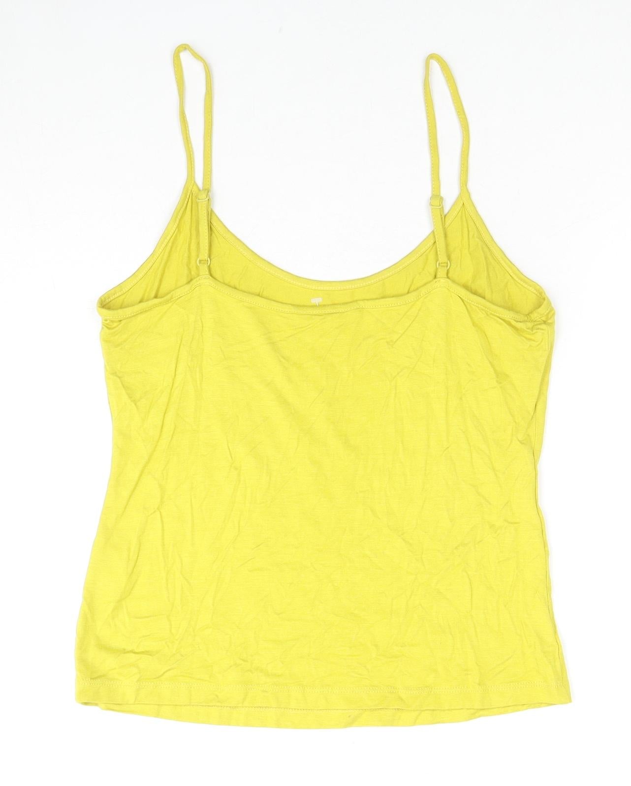 Per Una Womens Yellow Viscose Camisole Tank Size 10 Scoop Neck