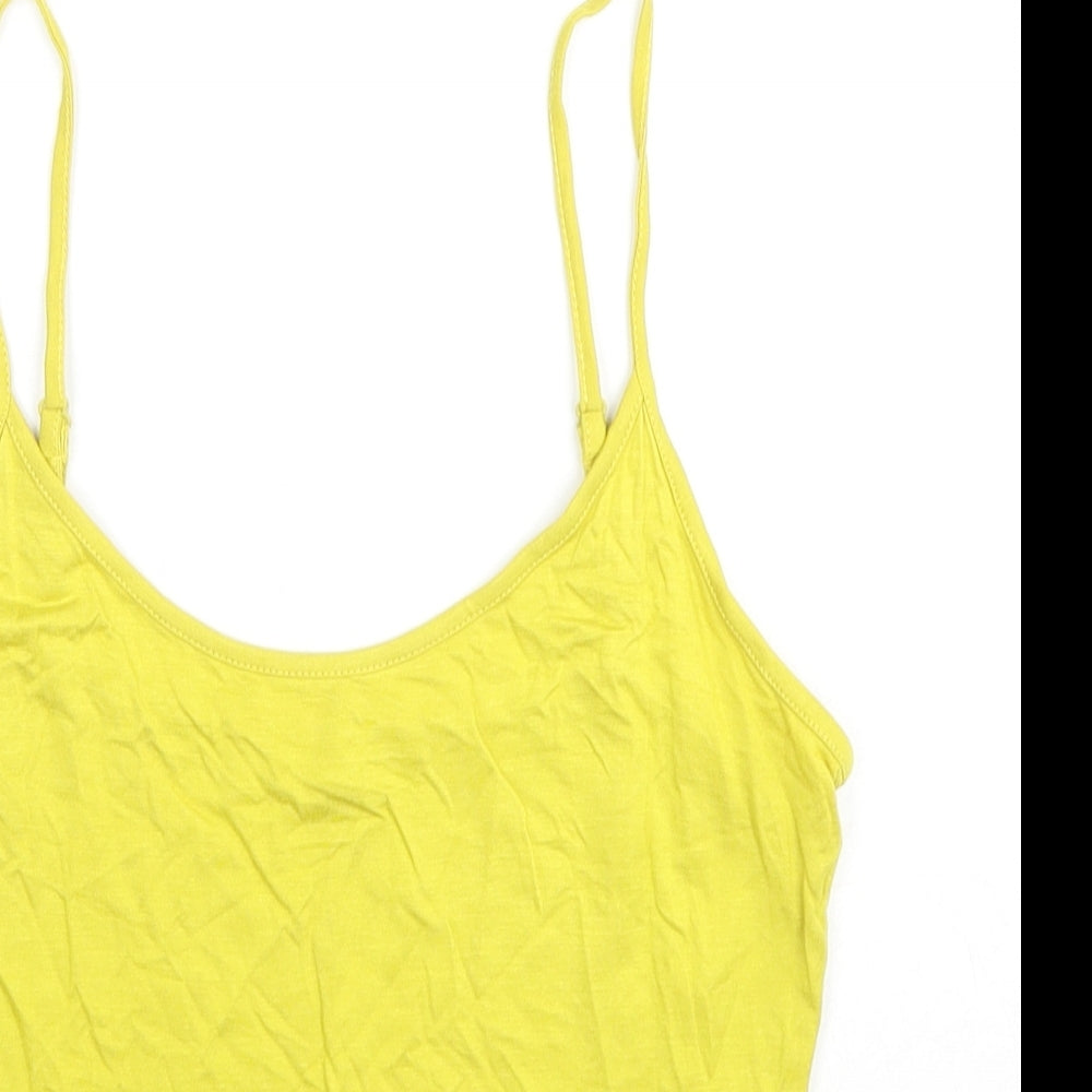 Per Una Womens Yellow Viscose Camisole Tank Size 10 Scoop Neck