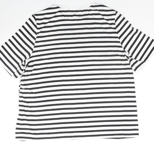 Autograph Womens Black Striped Viscose Basic T-Shirt Size 10 Round Neck