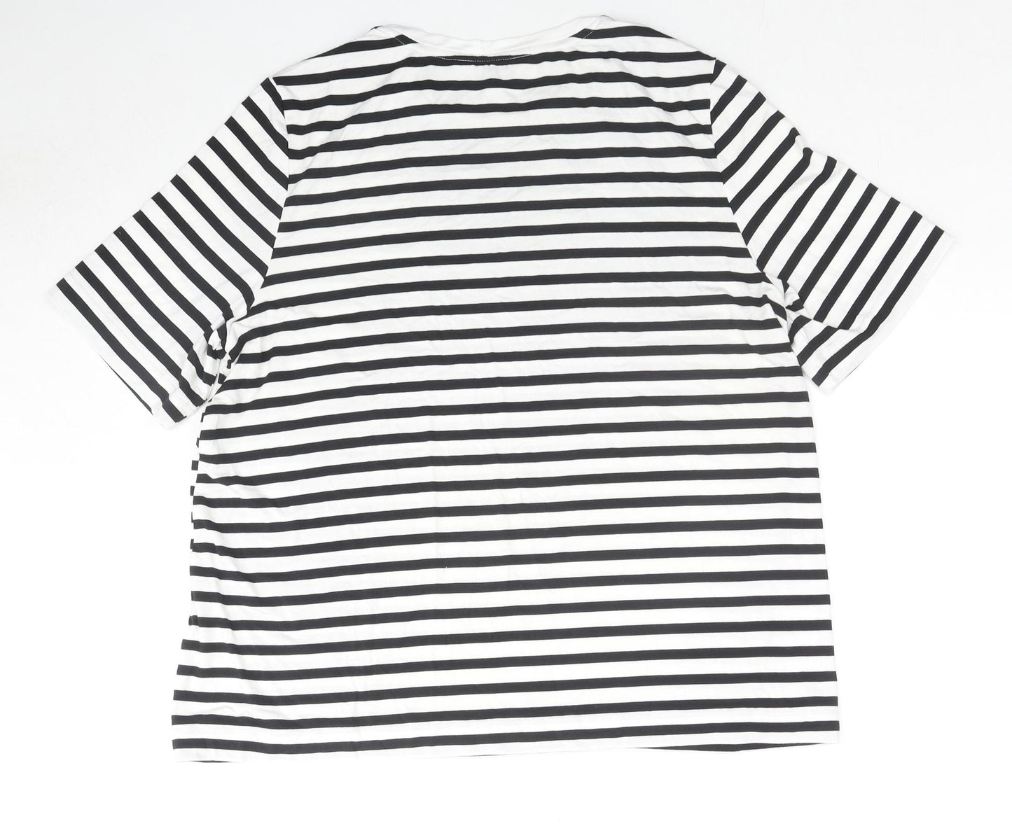 Autograph Womens Black Striped Viscose Basic T-Shirt Size 10 Round Neck