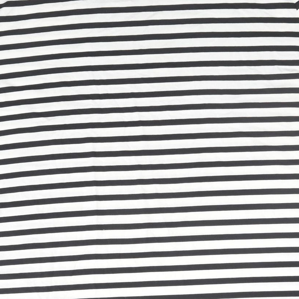 Autograph Womens Black Striped Viscose Basic T-Shirt Size 10 Round Neck