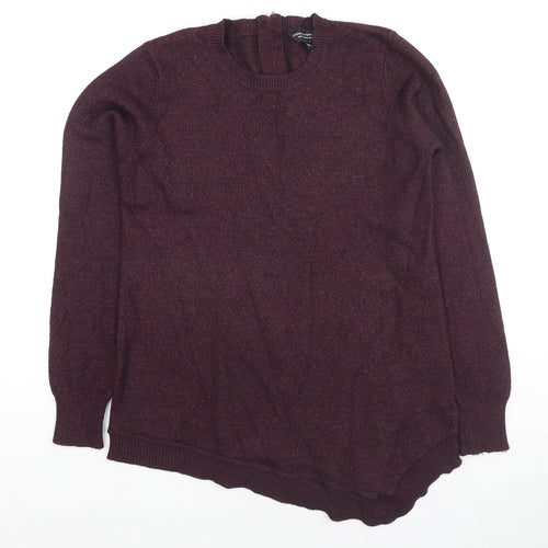Dorothy Perkins Womens Purple Round Neck Viscose Pullover Jumper Size 12 - Asymmetric Hem