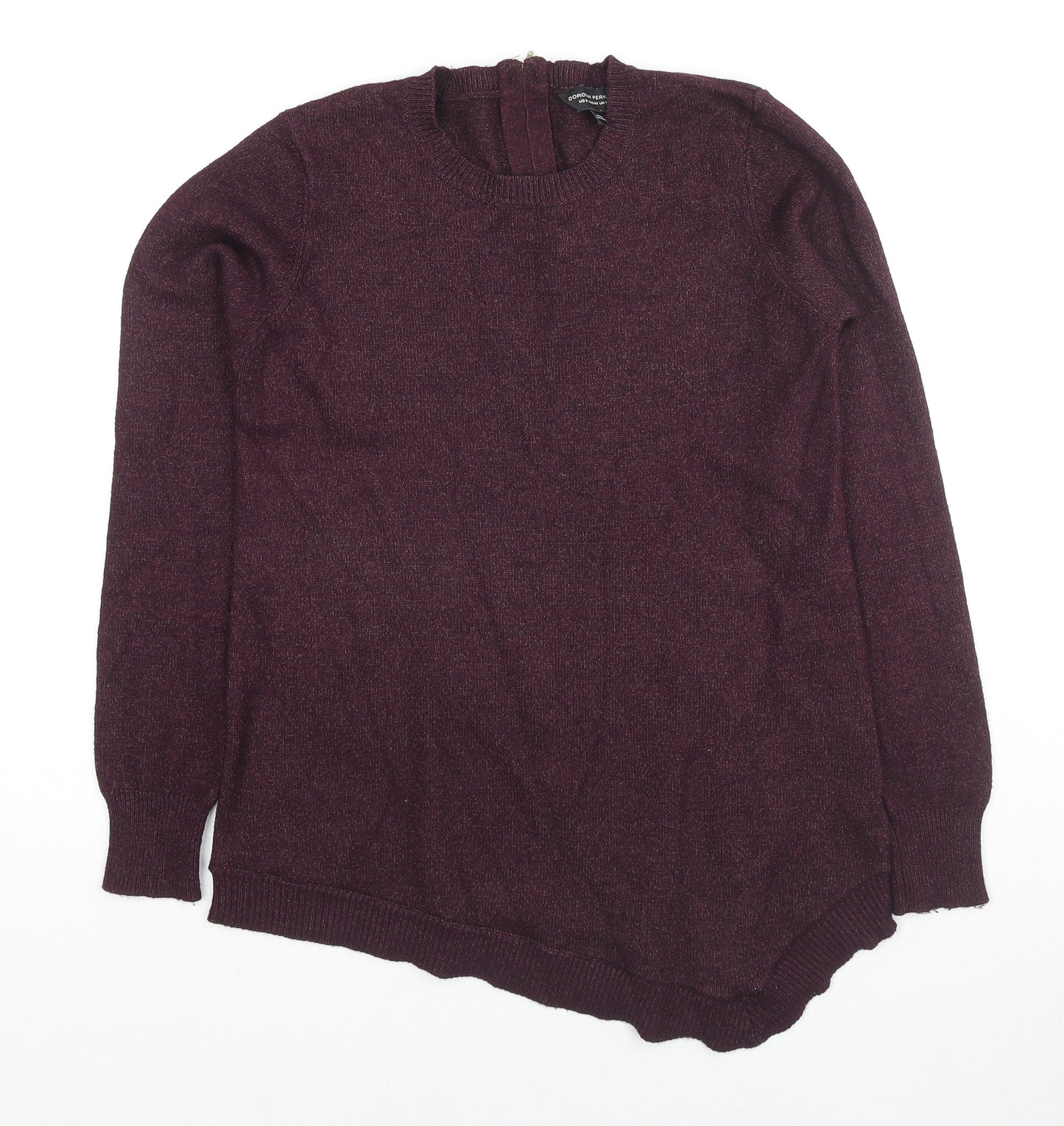 Dorothy Perkins Womens Purple Round Neck Viscose Pullover Jumper Size 12 - Asymmetric Hem