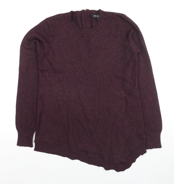 Dorothy Perkins Womens Purple Round Neck Viscose Pullover Jumper Size 12 - Asymmetric Hem