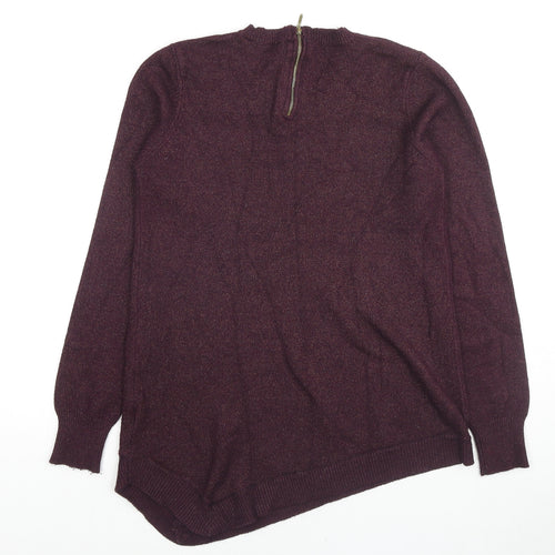 Dorothy Perkins Womens Purple Round Neck Viscose Pullover Jumper Size 12 - Asymmetric Hem