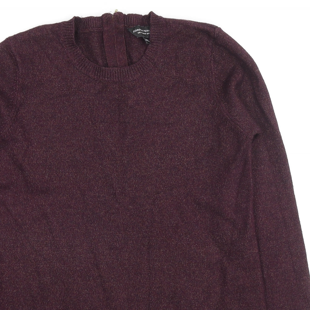 Dorothy Perkins Womens Purple Round Neck Viscose Pullover Jumper Size 12 - Asymmetric Hem