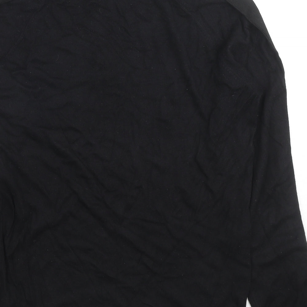 River Island Mens Black Viscose Polo Size M Collared Zip