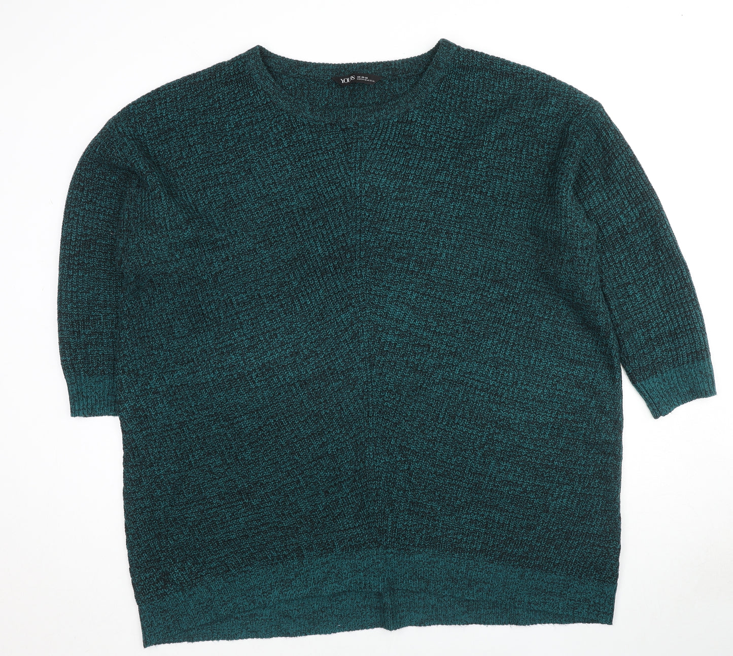 Yours Womens Green Round Neck Acrylic Pullover Jumper Size 26 - Size 26-28