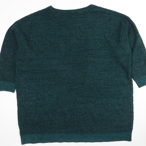 Yours Womens Green Round Neck Acrylic Pullover Jumper Size 26 - Size 26-28