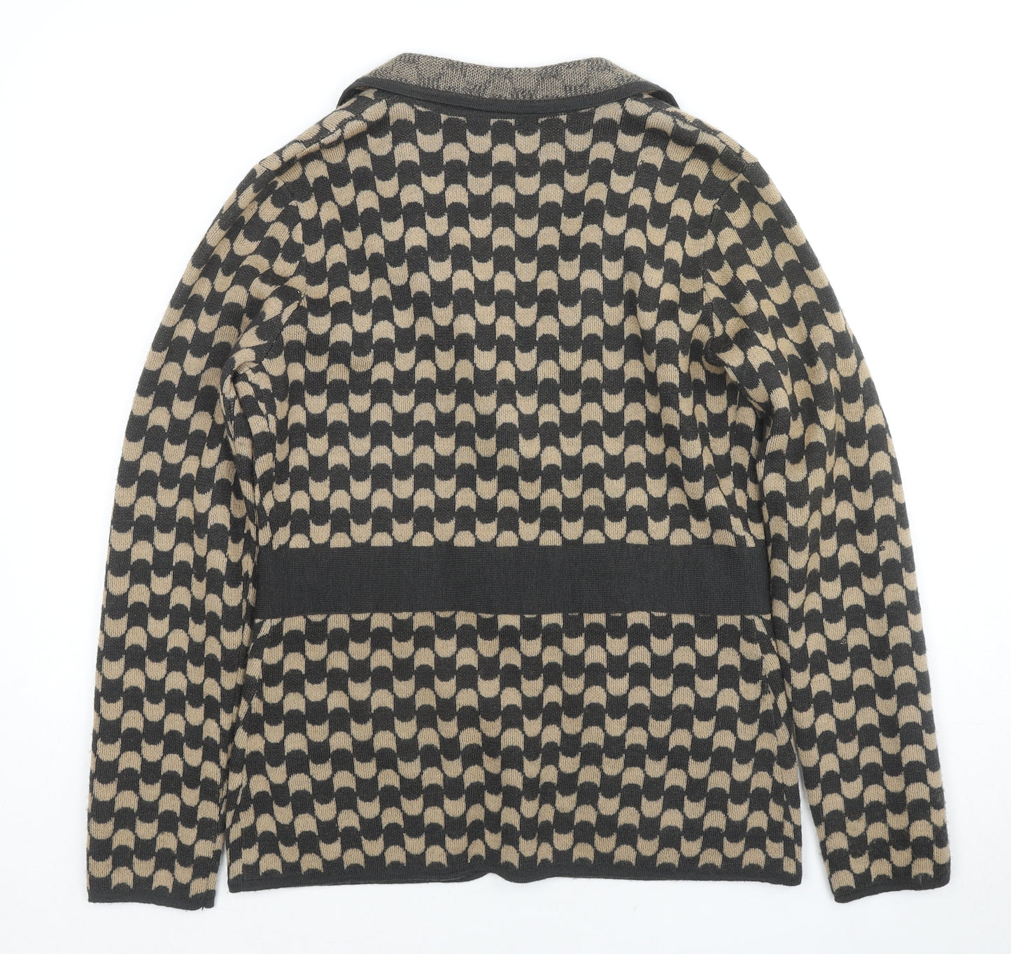 Clements Ribeiro Womens Multicoloured Collared Geometric Wool Cardigan Jumper Size 12