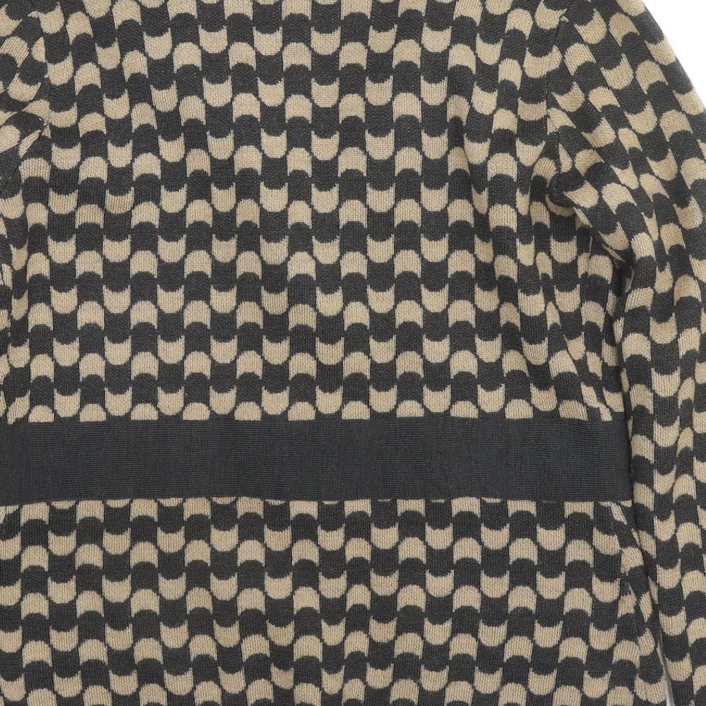 Clements Ribeiro Womens Multicoloured Collared Geometric Wool Cardigan Jumper Size 12