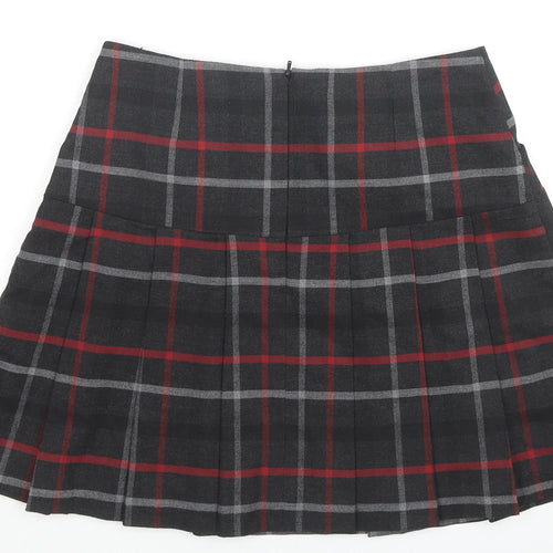 Warehouse Womens Grey Plaid Polyester Pleated Skirt Size 10 Zip