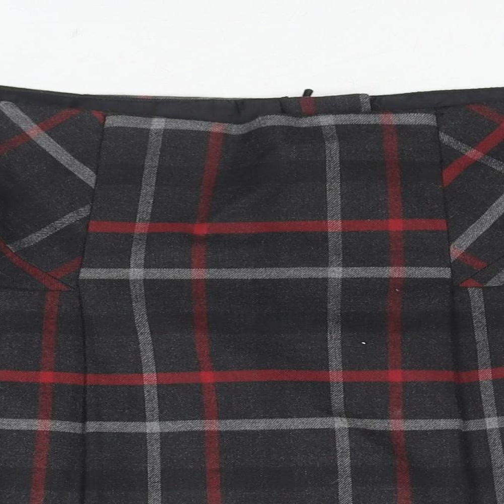 Warehouse Womens Grey Plaid Polyester Pleated Skirt Size 10 Zip