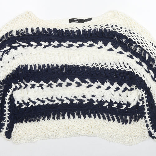 Joanna Hope Womens White Boat Neck Striped Acrylic Pullover Jumper Size 20 - Size 20-22