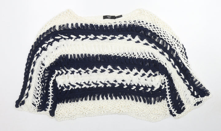 Joanna Hope Womens White Boat Neck Striped Acrylic Pullover Jumper Size 20 - Size 20-22