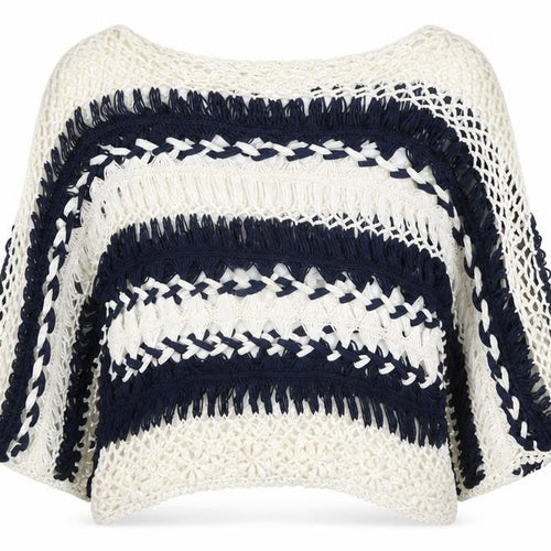 Joanna Hope Womens White Boat Neck Striped Acrylic Pullover Jumper Size 20 - Size 20-22