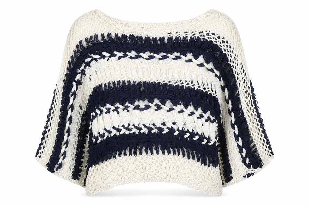 Joanna Hope Womens White Boat Neck Striped Acrylic Pullover Jumper Size 20 - Size 20-22