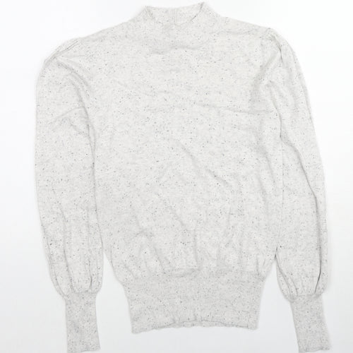 NEXT Womens Grey Mock Neck Cotton Pullover Jumper Size 8