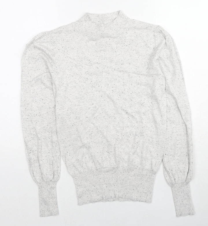 NEXT Womens Grey Mock Neck Cotton Pullover Jumper Size 8