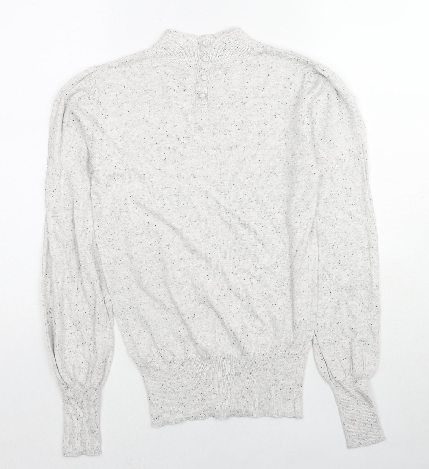 NEXT Womens Grey Mock Neck Cotton Pullover Jumper Size 8