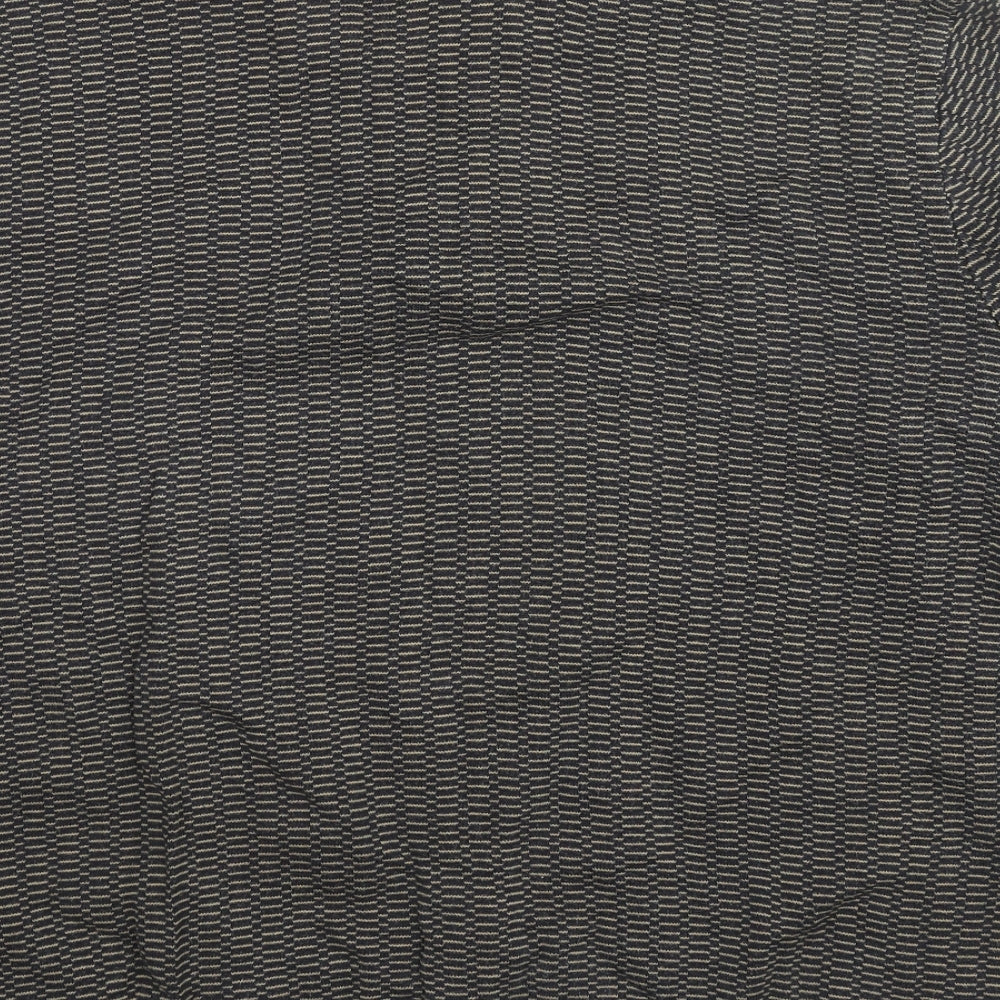 NEXT Mens Black Collared Geometric Cotton Pullover Jumper Size 2XL Long Sleeve