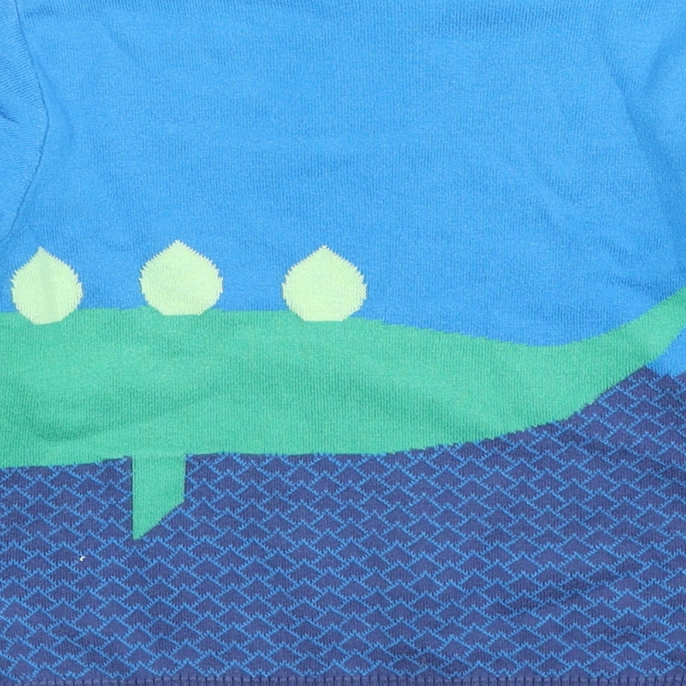 NEXT Boys Blue Round Neck Geometric Cotton Pullover Jumper Size 4-5 Years Pullover - Crocodile