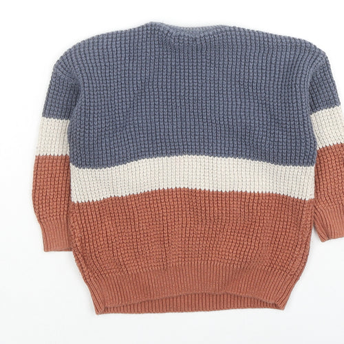 NEXT Boys Multicoloured Colourblock Cotton Pullover Jumper Size 18-24 Months Pullover - Tractors