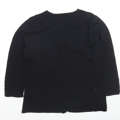 Paraphrase Womens Black V-Neck Rayon Cardigan Jumper Size M - Sequin Detail