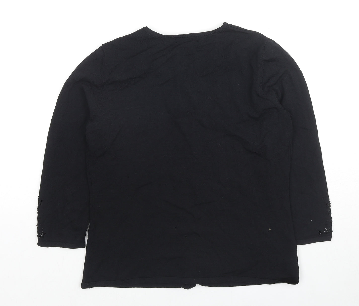Paraphrase Womens Black V-Neck Rayon Cardigan Jumper Size M - Sequin Detail