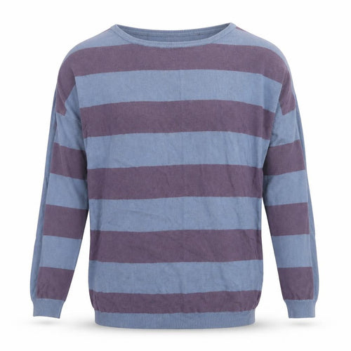 Marks and Spencer Mens Blue Round Neck Striped Cotton Pullover Jumper Size S Long Sleeve
