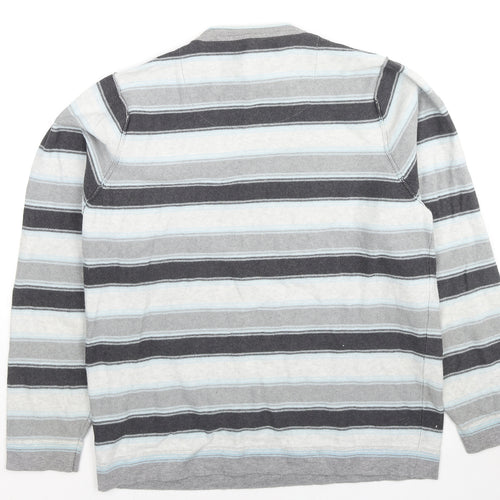NEXT Mens Multicoloured Round Neck Striped Cotton Pullover Jumper Size S Long Sleeve