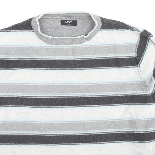 NEXT Mens Multicoloured Round Neck Striped Cotton Pullover Jumper Size S Long Sleeve