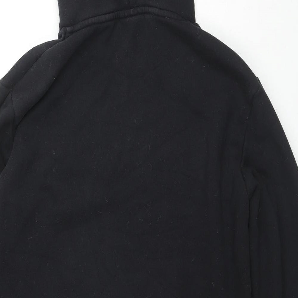 Superdry Womens Black Cotton Jumper Dress Size 10 Round Neck Pullover - Pockets Hooded