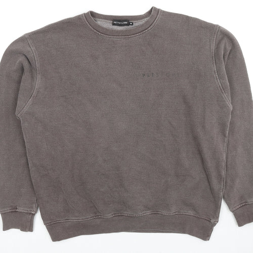 PRETTYLITTLETHING Womens Brown Cotton Pullover Sweatshirt Size M Pullover - Logo, Unisex